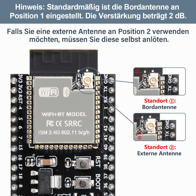 Heemol For ESP32 S3 N16R8 DevKitC-1 Modules, for ESP32 S3 Development Boards with WiFi, Bluetooth 5.0 for Arduino, USB C Connectable Pin Headers Not Soldered - Pack of 2
