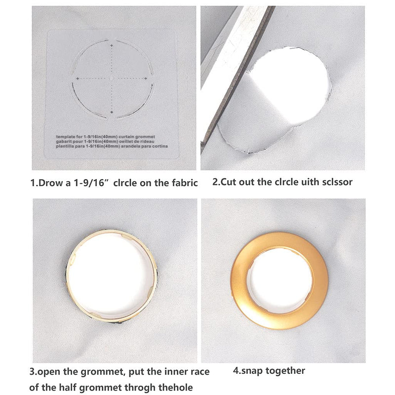 32 Pack Curtain Grommet Plastic Eyelet Rings Inner Diameter 1-9/16"(40mm) Curtain Eyelet Rings Nanoscale Low Noise Large Grommet Kit for Fabric (Bright) Bright
