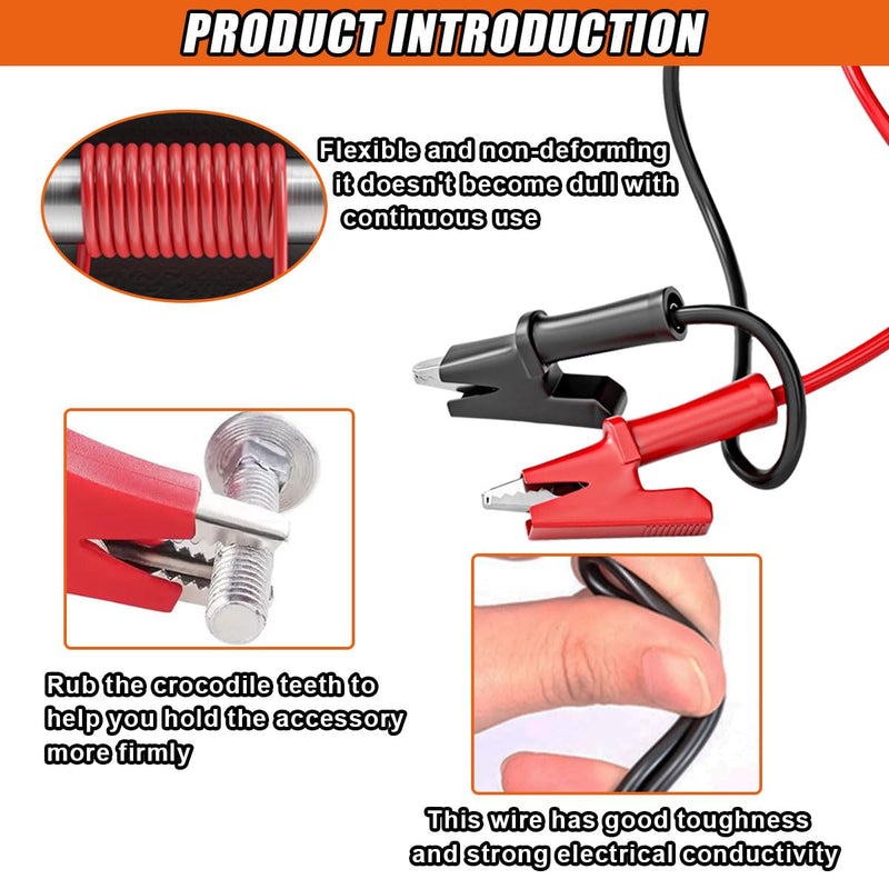 [Australia - AusPower] - 2PCS 14 AWG Double-Ended Alligator Clip Test Leads, 3.3ft/1m Crocodile Wire Cable Jumper Wire with Protective Insulated Clips, Heavy Duty Flexible Copper Cable Clamp for Electrical Testing 