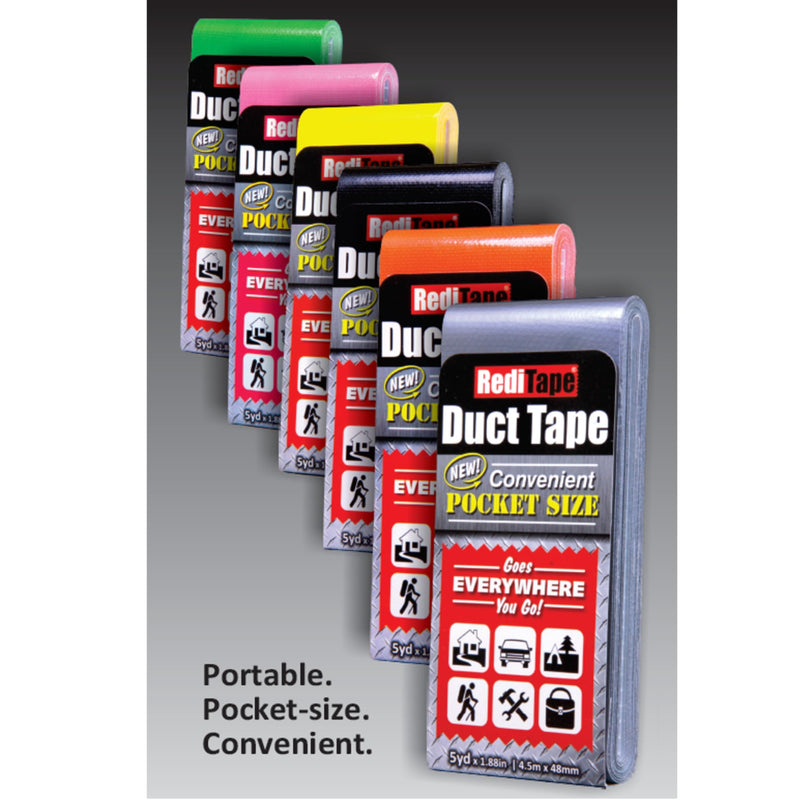 Travel Size Pocket Duct Tape 2-Pack – Compact Flat Small Mini Rolls - for Repairs Camping Emergency Gear EDC DIY Crafts - 1.88 inch x 5 Yards per Pack (Twin Silver) 2 Pack
