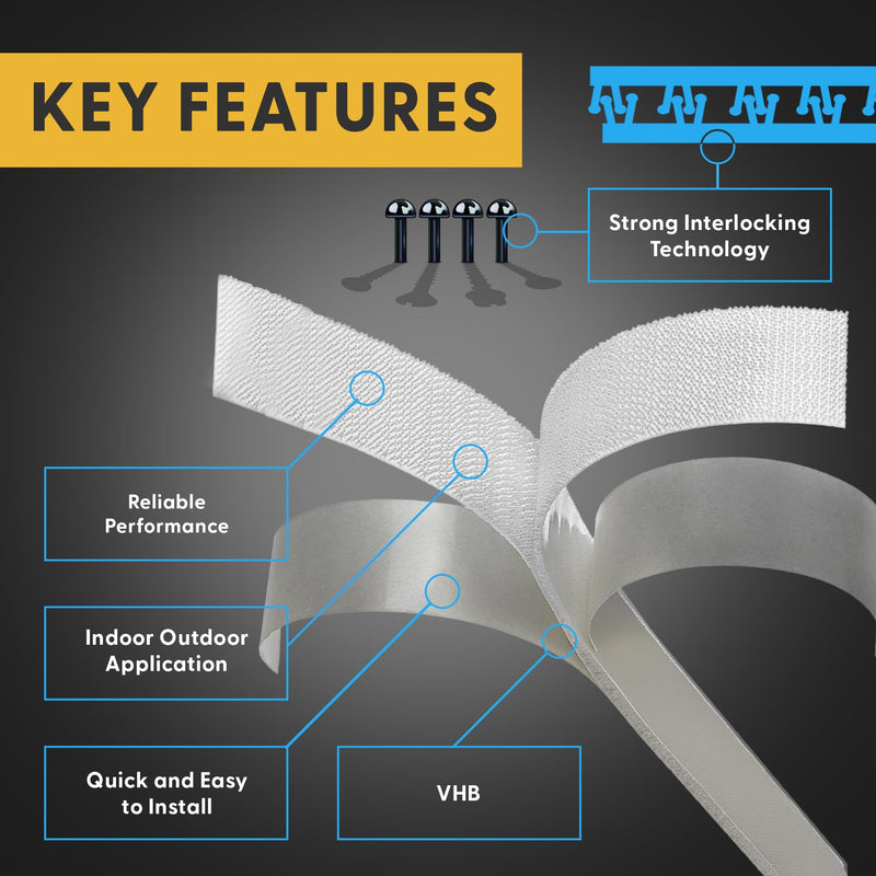 [Australia - AusPower] - Industrial Strength - 10FT Clear Indoor/Outdoor Adhesive Mounting Tape - Self Mating Reclosable Fastener Compatible with 3M SJ3550 / SJ3560 Dual Lock 10 FT 