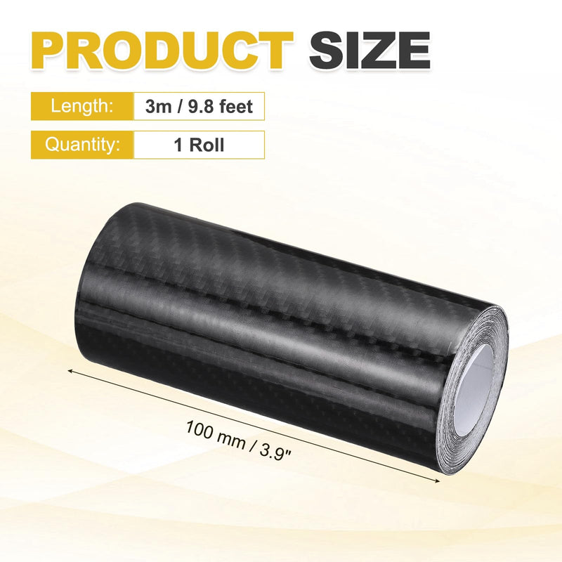 PATIKIL 3.9" x 9.8ft Black Carbon Fiber Air-Release Adhesive Vinyl Tape Roll, 6D Universal Anti-Scratches Vehicle Protection Vinyl Wrap Film for Car Trucks RVs SUV 3.9" x 9.8ft (6D)
