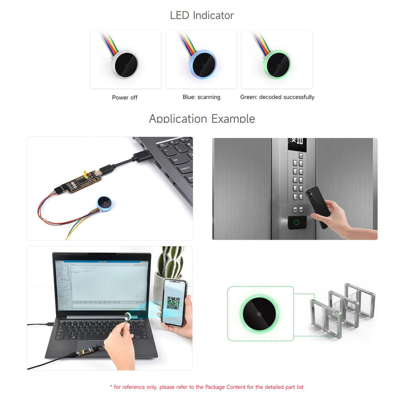 [Australia - AusPower] - Waveshare Round 2D Codes Scanner Module, Barcode/QR Code Reader, with LED Indicator, Small Size, Easy to Integrate 