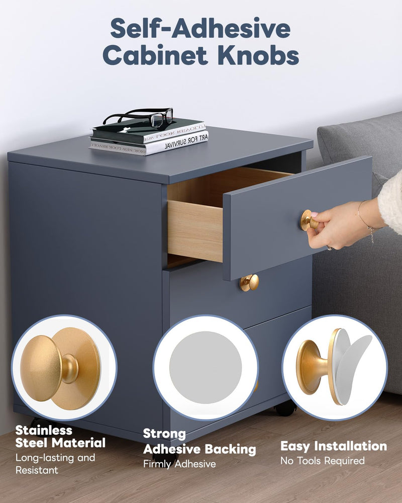 20 Pack Self Adhesive Cabinet Knobs, No Drilling Self Stick Drawer Knob, Stick-on Kitchen Cabinet Stainless Steel Handle Pull for Window, Wardrobe, Dresser, Cupboard, Closet (20, Antique Gold) 20