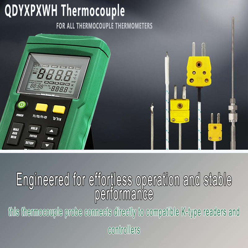 [Australia - AusPower] - TL1911SL Type K Thermocouple Probe -40°F to 1500°F Silicone Cable Length: 47 inches Type K Thermocouple Length: 12 in / 0.04 in 