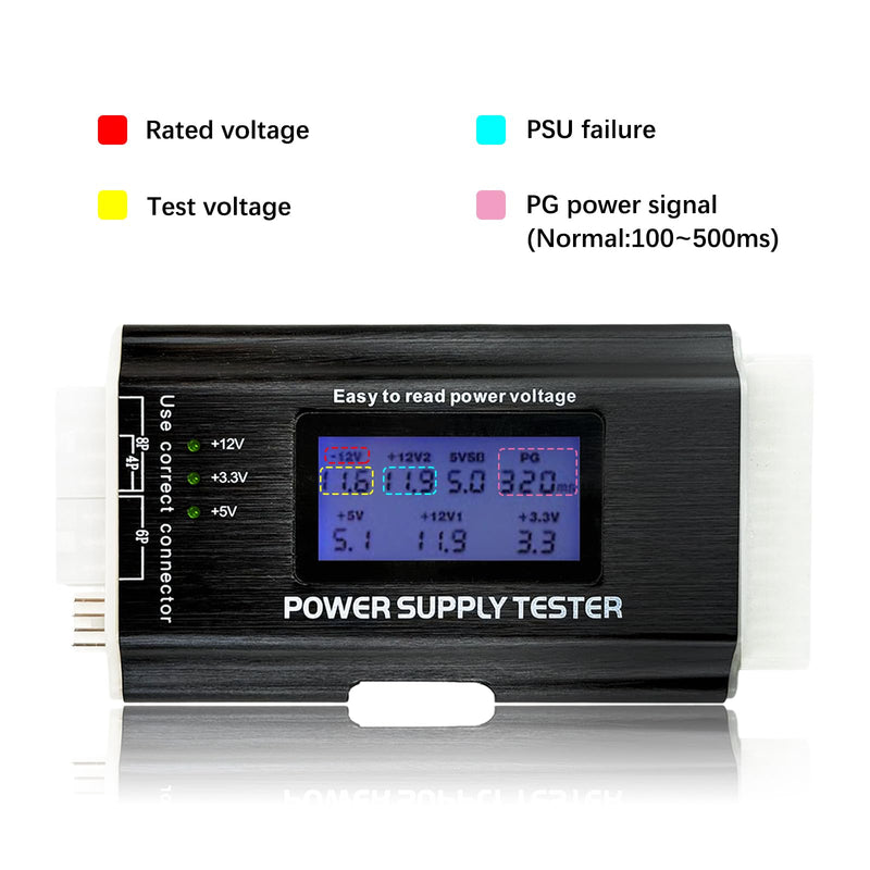 [Australia - AusPower] - Computer PC Power Supply Tester, Power Supply Host Inspection Maintenance Tester Tool with LCD Display, 20/24 4/6/8 Pin Power Supply Tester for ATX/ITX/TFX/BTX Power Supplies 