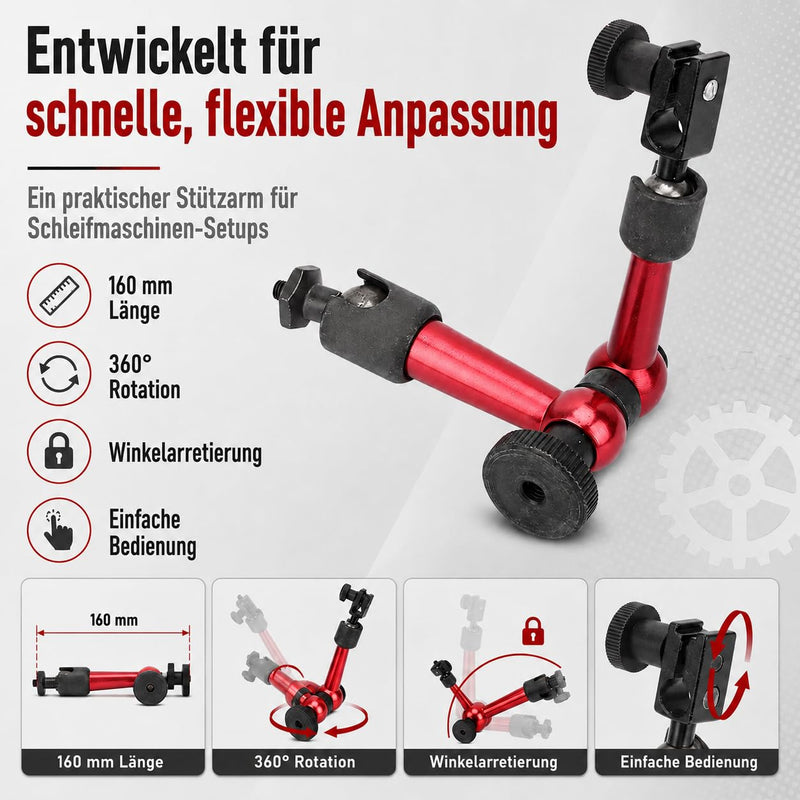 Magnetic Tripod Measuring Tripod for Dial Indicator, Adjustable Alloy Dial Indicator Holder, M5 11 x 6.3 cm Adjustable Magnetic Metal Foot Holder for Digital Dial Gauge