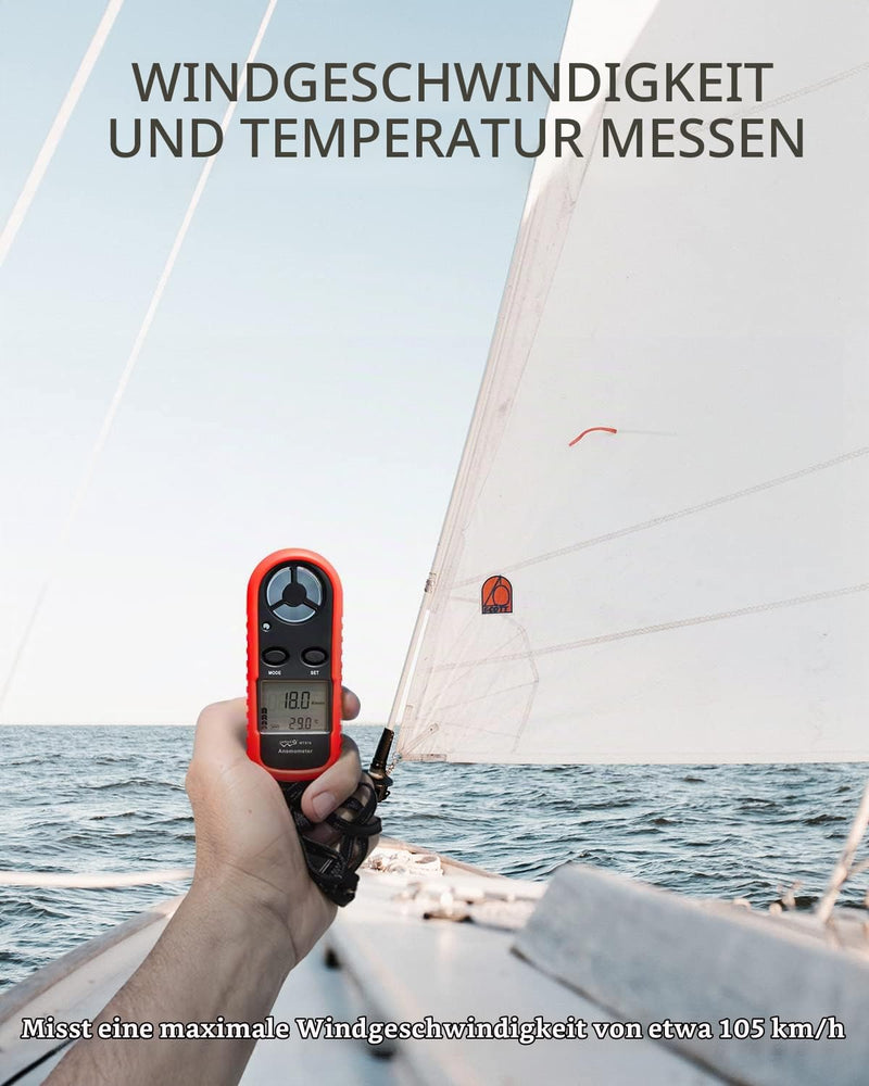 Wintact Anemometer Handheld Wind Speed Meter Digital Air Temperature Anemometer HVAC Velometer Wind Speed Meter Thermometer