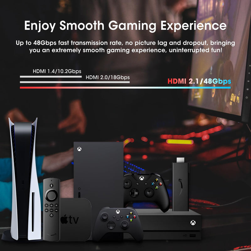[Australia - AusPower] - ROOFULL 4 Ports 8K HDMI 2.1 Switch 4 in 1 Out 8K@60Hz 4K@120Hz HDMI Switcher Selector with Remote Support Auto-Switching 48Gbps HDR 10+ Dolby Vision/Atmos HDCP 2.3 CEC Z-Black (8K) 