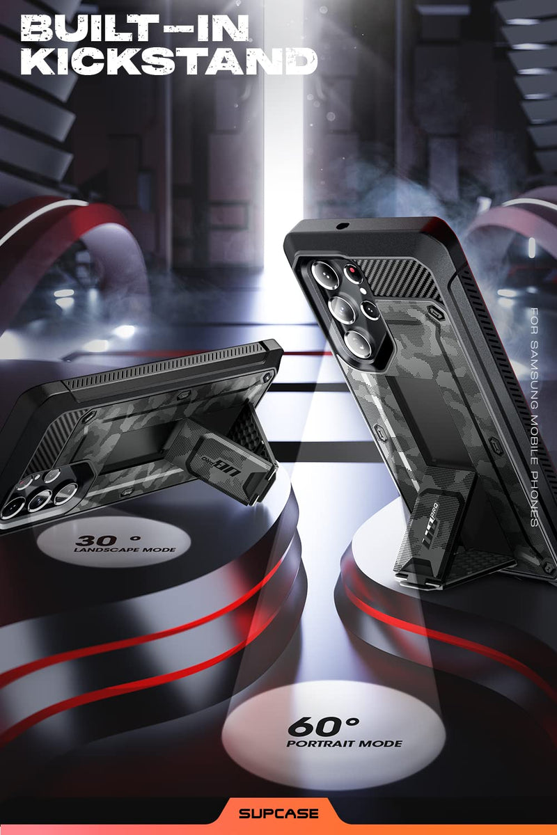 [Australia - AusPower] - SUPCASE Unicorn Beetle Pro Case for Samsung Galaxy S22 Ultra 5G (2022 Release), [Extra Front Frame] Full-Body Dual Layer Rugged Belt-Clip & Kickstand Case with Built-in Screen Protector (CamoGray) CamoGray 