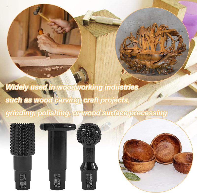 [Australia - AusPower] - Pack of 3 Ball Cutter Wood Milling Disc Wood Cutter Grinding Discs M14, Rasp Disc Ball Chisel Woodworking Tools, Carpenters Polishing Opening Slotting Grinding Head Angle Grinder Wood 115/125 mm 