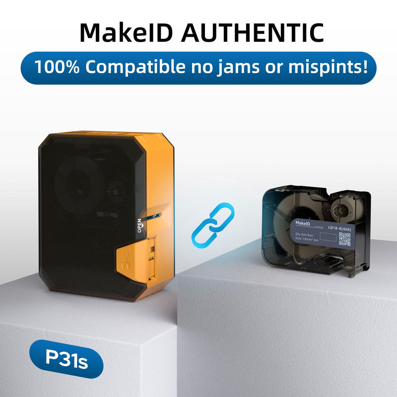 MakeID P31&P31S P-Flag Matte Polypropylene Labels with Ribbon Label, Indoor Outdoor Wire and Cable, DataCom Labeling, Black on Yellow - 100pcs/roll 0.98"H x 1.50"W(100 Labels)