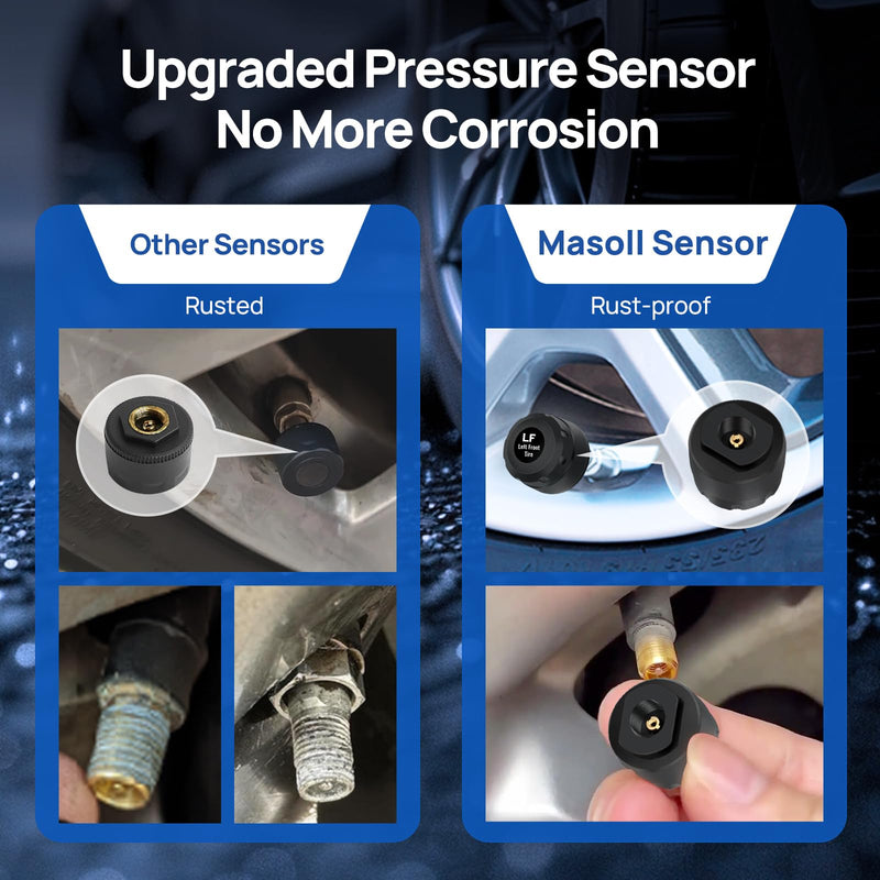 [Australia - AusPower] - Masoll Tire Pressure Monitoring System, RV/Trailler TPMS with Solar Charging & Auto Calibration, M13 LCD Display tpms 4 sensors (0-87PSI) 
