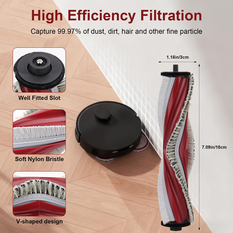 21 Pack Replacement Part Accessories Compatible with Yeedi M12 Ultra PRO +/ ECO-VACS DEEBOT T30S Robot Vacuum,1 Roller Brush, 6 Side Brushes, 6 Dust Bags, 4 Hepa Filters, 4 Mop Pads, 1 Cleaing Brush