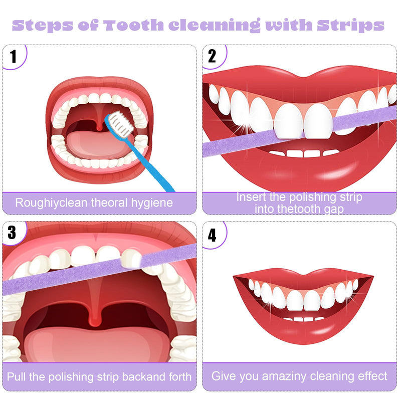 Qianyu Pack of 60 Teeth Sandpaper for Spaces, Dental Sanding Strips, Tooth Polishing Strips, Teeth Polishing Finishing Gloss Contouring Tool Kit for Deep Cleaning of Teeth