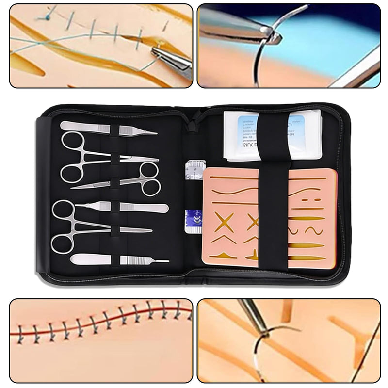 Surgical Suture Kit with Realistic Pad, Wound Suture Video Course, Suture Material Surgery, Wound Suture Exercise Kit, Suture Practice Kit, for Emergency Training and Medical Training