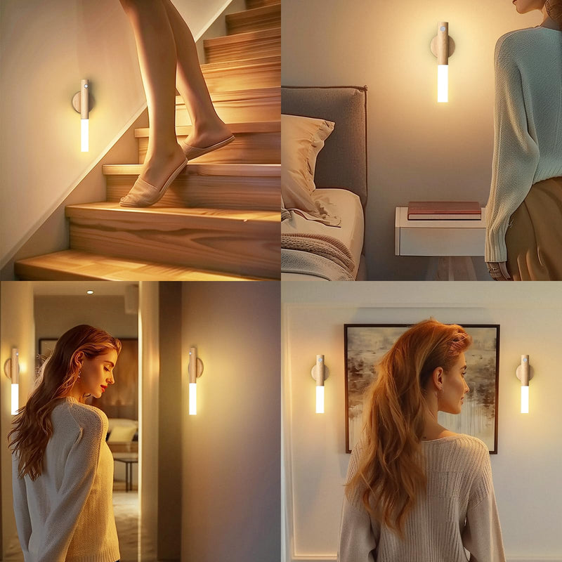 [Australia - AusPower] - iThird Motion Sensor Wall Light Beech 3PCS, Battery Operated Wall sconces 