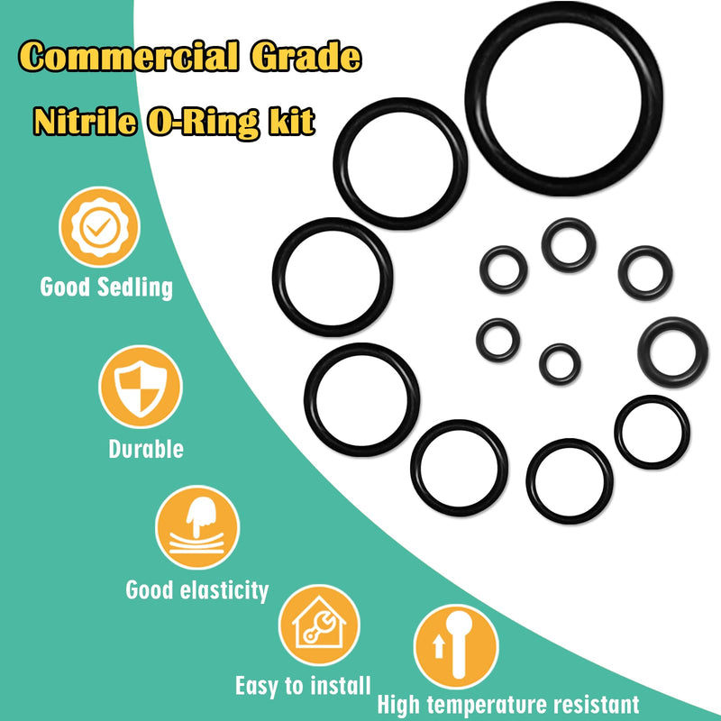 [Australia - AusPower] - 1540 Pcs 32 Size O-Rings Kit Nitrile Rubber Oring Assortment with 4 Hook Set for Various Car Auto Vehicle Repair Plumbing Pressure Washer Air or Gas Sealing Connections Resist Oil and Heat O-Ring Metric 1540 Pcs 32 Size 