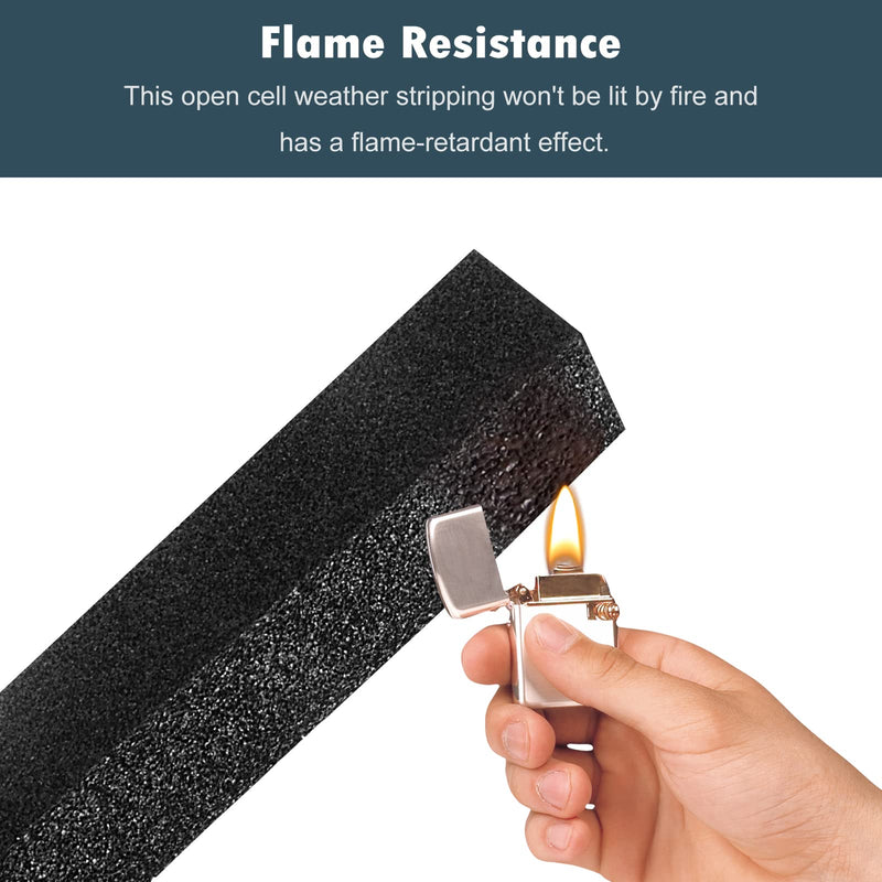 YIJUHOU Weather Stripping Door Seal Window Air Conditoner Insulation Foam Seal Tape Black Open Cell Door Seal Strip (2IN*1IN*6.5FT) 2IN*1IN*6.5FT