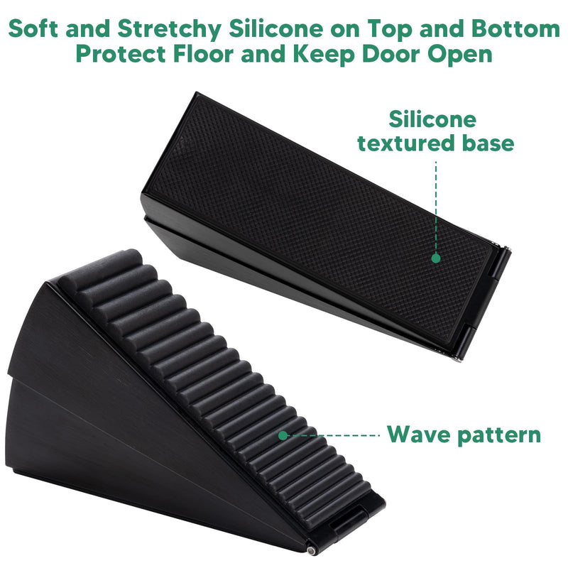 [Australia - AusPower] - Black Heavy Duty Door Stopper, Metal Rubber Door Wedge, Large Door Stop for Bottom of Door, Suits Any Heavy Door Gap Black-1 Pack 
