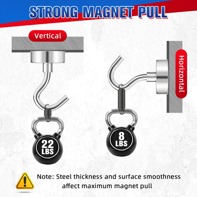 [Australia - AusPower] - 8Pack Heavy Duty Magnetic Hooks, 25 lbs Strong Neodymium Magnet Hooks for Hanging, Magnet with Hook for Cruise, Grill, Fridge 8 Pack 