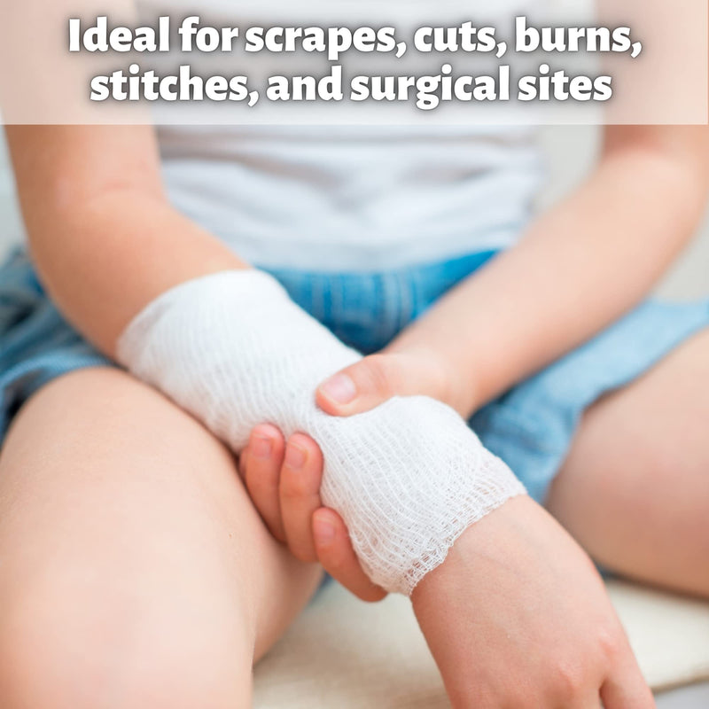 [Australia - AusPower] - Sterile Krinkle Kerlix Type Gauze Bandage Rolls [Pack of 5] Highly Absorbent Fluff 100% Cotton Bandages Roll 4.5"x4.1yds 6-Ply - Individually Wrapped Mesh Gauzes + 1 Roll of Vakly Medical Tape 
