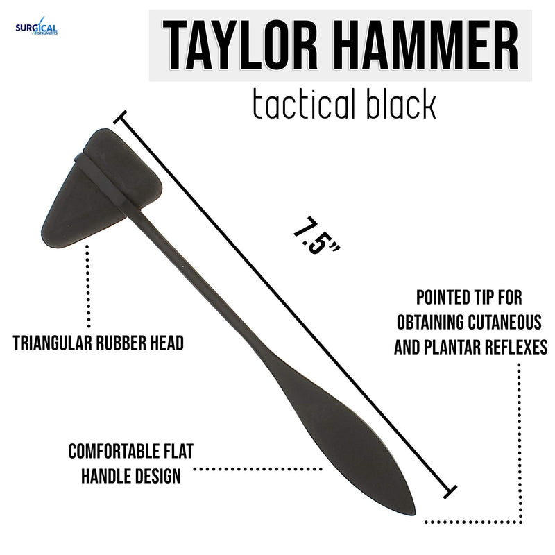 [Australia - AusPower] - SURGICAL ONLINE Taylor Tomahawk Percussion Reflex Hammer for Neurological Examination (Black) 1 Black 