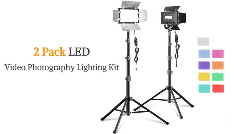 1 Pack LED Video Lighting Kit, 9 Light for Studio Black 45-137cm (1Pack)