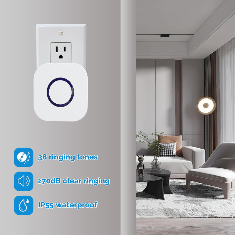 Wireless Caregiver Pager Dual Receiver Home Alert System with Emergency Call Bell SOS Buzzer Buttons for Elderly Parents 1000+ Feet Range 38 Melodies AB Buttons No Monthly Fee 2RX+2TX White 2 Receiver + 2 Call Button (White)