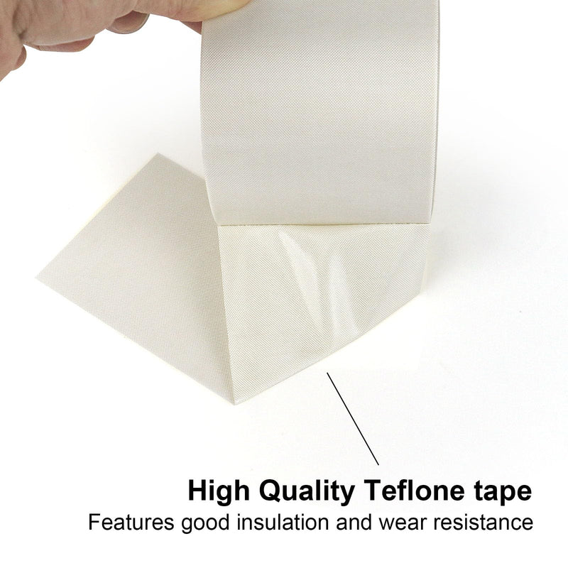 BOMEI PACK White PTFE Teflonn Glass Cloth Tape, 3inch x 33ft High Temperature Tape Fiberglass Adhesive, Heat Resistant for Fabric,High-Speed Sealing Machine,Vacuum Sealer Machine,1 Pack