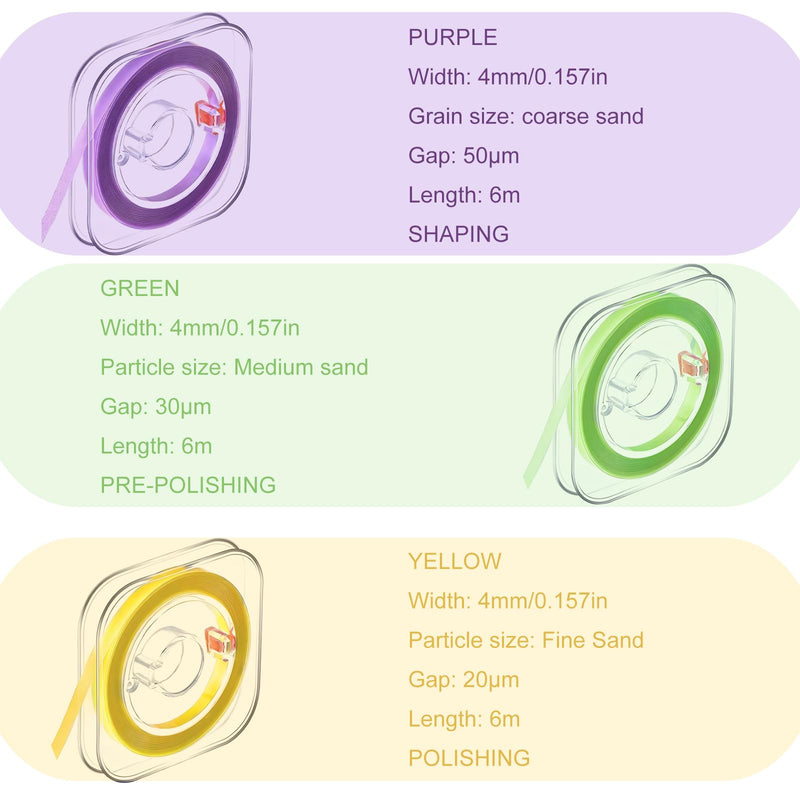 [Australia - AusPower] - Dental Polishing Strips Dental Interproximal Reduction Strip 3 Roll Tooth File Teeth Abrasive & Finishing Strips 4mm*6M Teeth Sanding Grinding Tool for Deep Teeth Cleaning (20um+30um+50um) 20um+30um+50um 