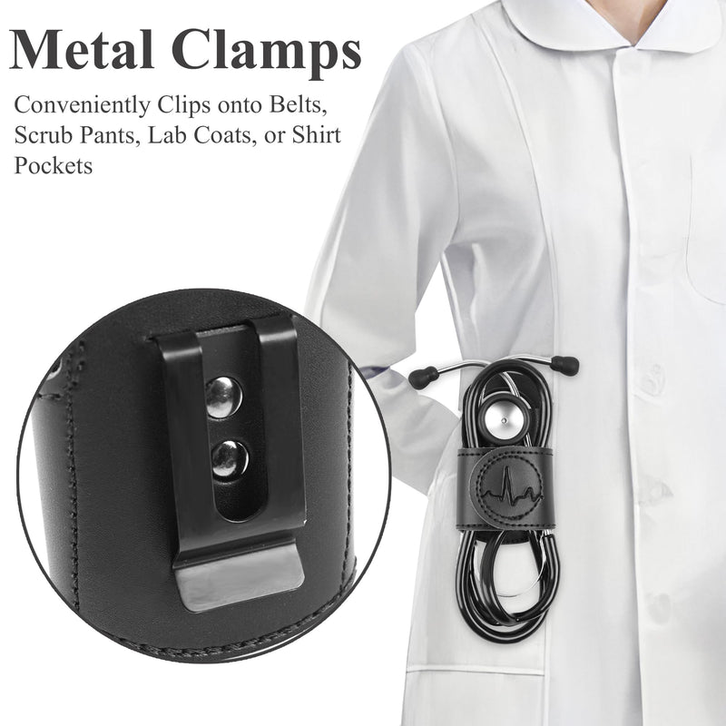 [Australia - AusPower] - QIELIZI Stethoscope Holder Hip Clip.Night Shift Nurse Essentials Organizer,3M Littmann Stethoscope Belt Clip for Scrubs, Nursing Tools Holster Case,Teaching Stethoscope Holder &Accessories(1-Black) 1-Black 1 Pack 
