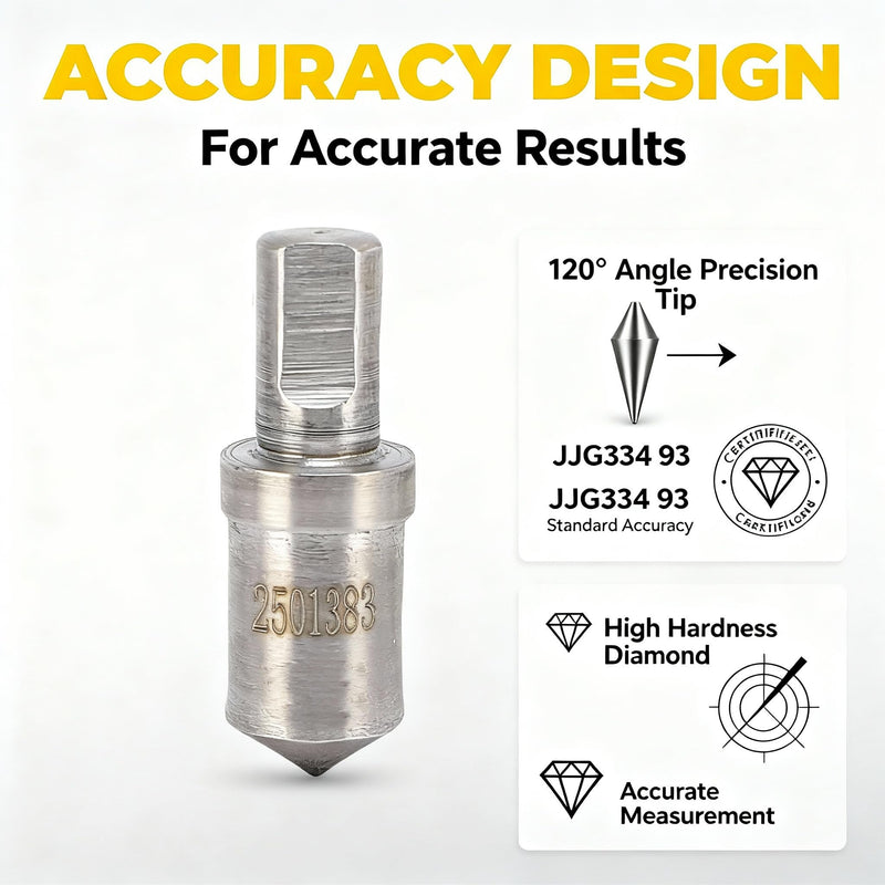 Indenter Hardness Tester, 120° Angle HRC 3 Hardness Test Tip with 6.35 mm Shank, Diamond Penetrator, Diamondd Rockwells Indenter, for Materials with High Hardness (HRC-3)