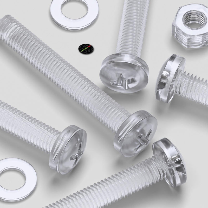 [Australia - AusPower] - 20 x Transparent Clear Plastic Acrylic M8 x 60mm Nuts & Bolts -Acrylic Plastic Screws, (15/64 x 2-23/64 in) 