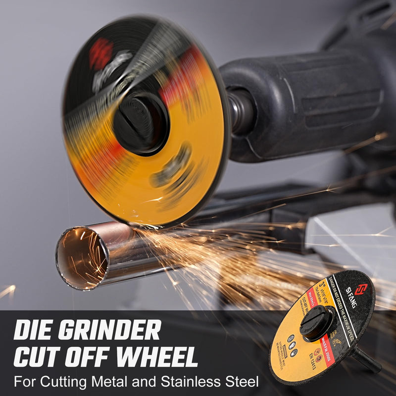 [Australia - AusPower] - SI FANG 16Pcs 3 inch Cut-Off Wheel Grinding Wheel Flap Discs Kit with 3/8" Arbor 1/4" Stem Mounting Mandrel Die Grinder Accessories Drill Attachment, Metal Stainless Steel Wood Cutting and Grinding Package 1 (16Pcs) 