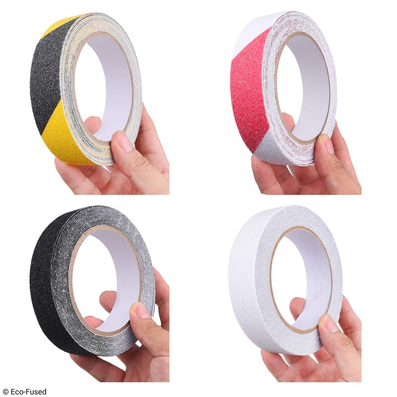 Eco-Fused Anti Slip Tape (2X) - Non Skid Abrasive Texture - Extra Safety, Traction, Grip - Prevents Injury from Slides, Falls, Tumbles - Easy to Apply/Remove (Multicolor - 4 Pack) Multicolor - 4 Pack