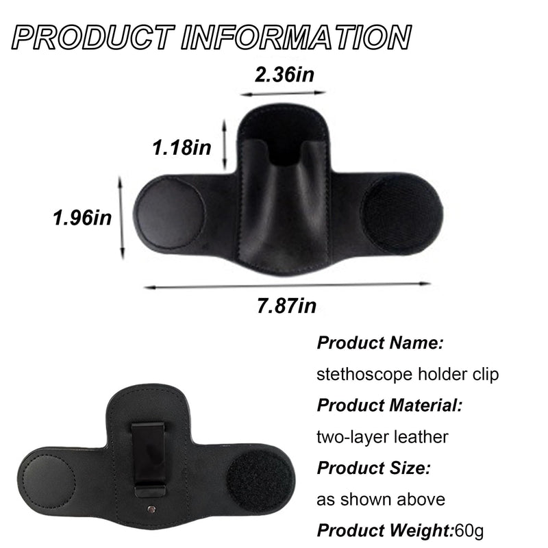 [Australia - AusPower] - Leather Stethoscope Holder Clip Stethoscope Hip Holder with Clip On Waist Belt/Pocket/Bag to Protect from Loss Fit for Physicians/Nurses/EMT/Medical Nursing Students (Black/Brown Randomly 1pcs) 