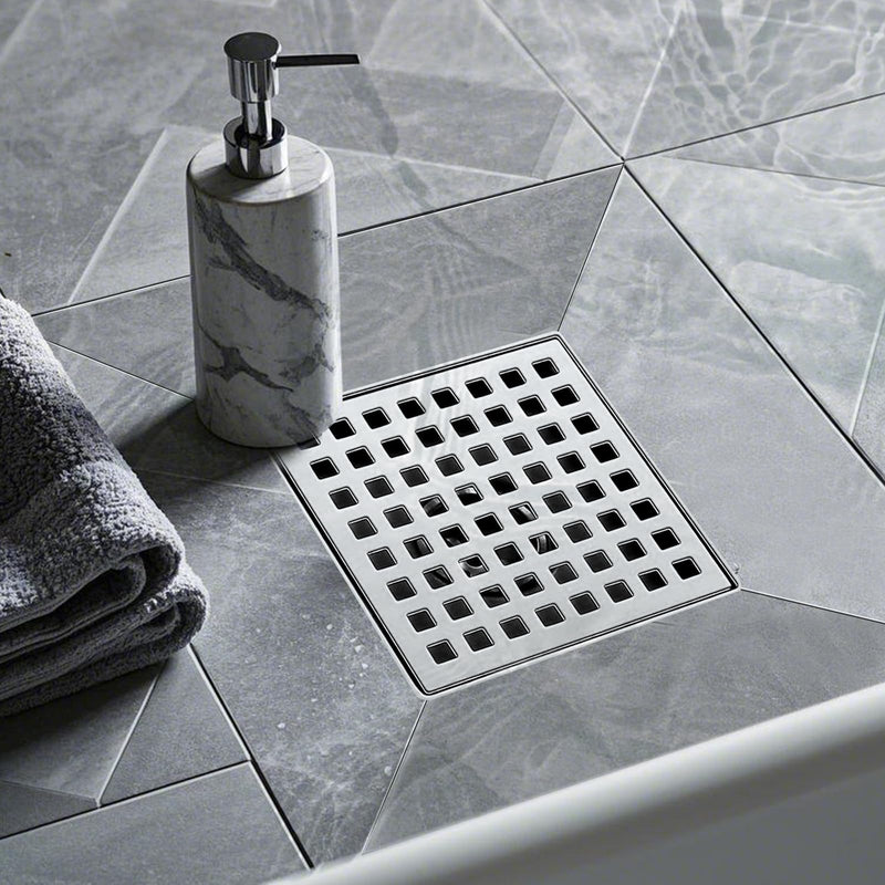 Boltigen Square Shower Drain, 304 Stainless Steel 4 inch Shower Floor Bathroom Shower Drain with CUPC Certified, Brushed Nickel 4'' Square Floor Drain, for Bathroom Toilet Washroom Drain Water