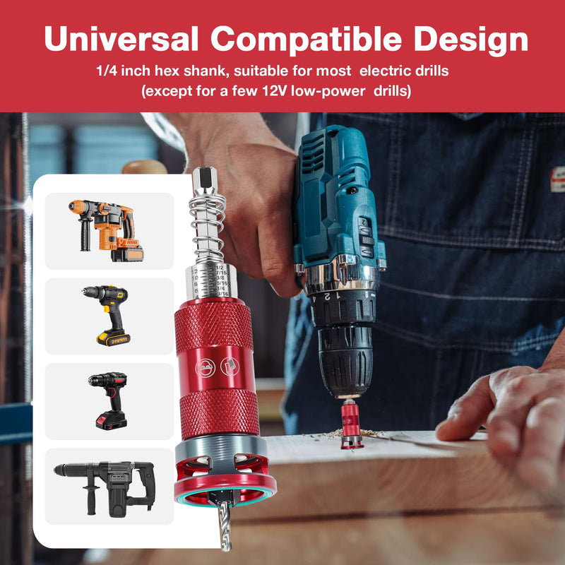 Countersink Drill Bit Set, 5 Pcs ﻿Two-Flute Semi-Automatic HSS M2 with Bearing Stopper, 82° Counterbores 1/4” Hex Shank Wood Countersink Bit Set for Wood, Plastic, Woodworking Semi-Automatic-5Pcs