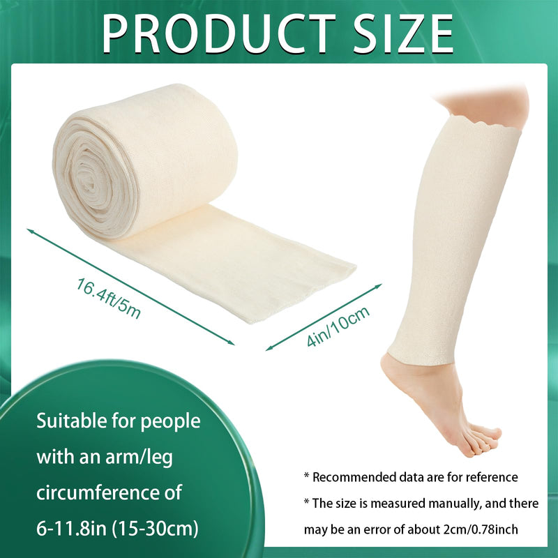 [Australia - AusPower] - Nuanchu 2 Pack Cotton Stockinette Tubular Elastic Bandage Cast Sleeve Roll Elastic Wrap Tube Bandages Comfortable Cast Stockinette for Arm Leg Knee Wrapping (4 Inches x 16.4 ft) 4 Inch x 16.4 ft 