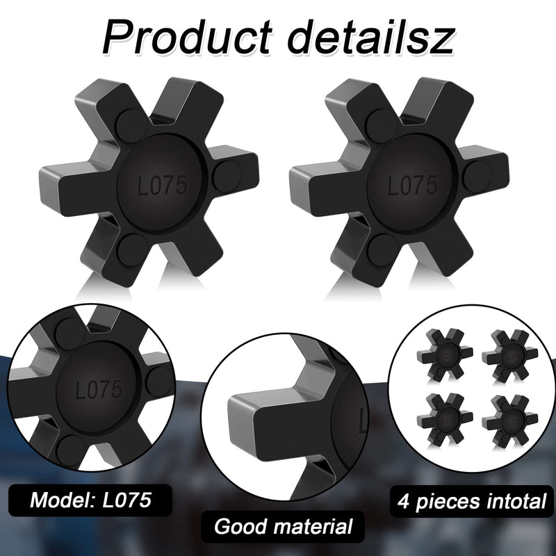 [Australia - AusPower] - L075 Flexible NBR Rubber Spider Center Insert, 4 Pack Solid Coupling Pad Bumper Spider Center Inserts for L075 L Jaw Coupling Set 