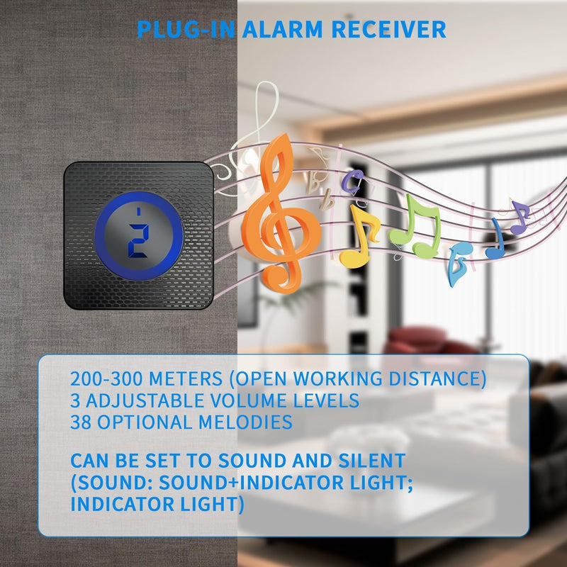 [Australia - AusPower] - Qumox Solar-Powered Driveway Alert System - Wireless Motion Sensor Doorbell with Weatherproof Design for Home and Business Security (2 Sensor & 1 Receiver) B1198 