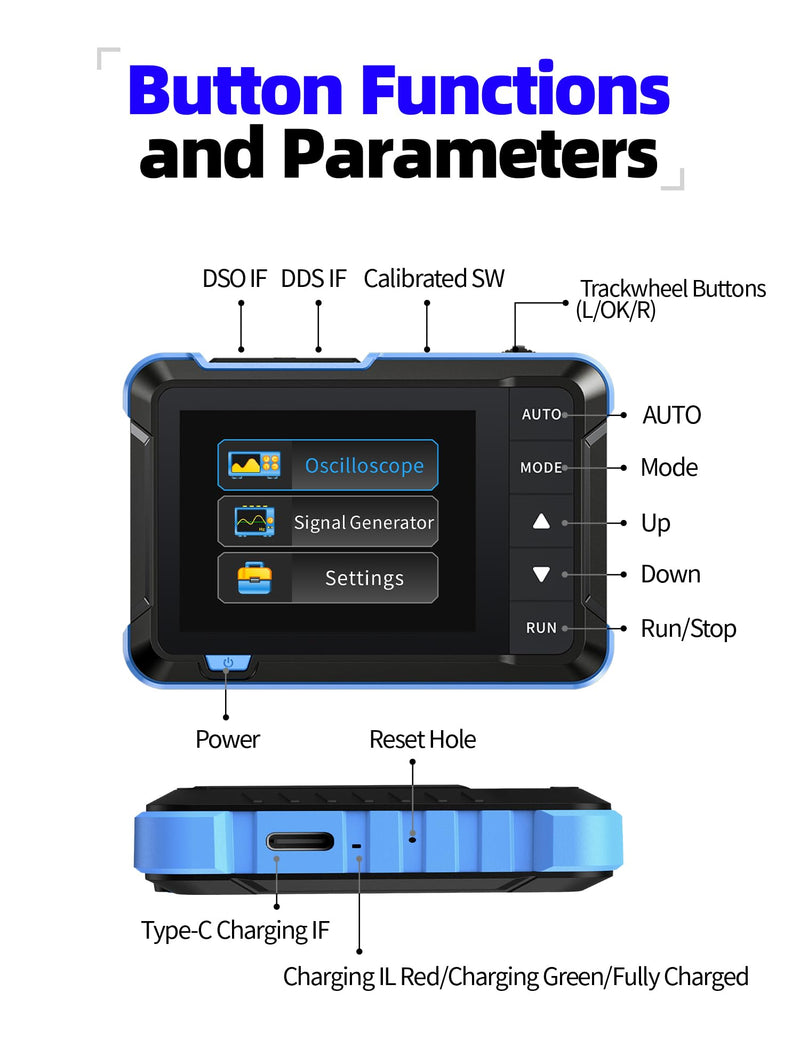 [Australia - AusPower] - FNIRSI DSO153 2 in 1 Handheld Oscilloscope/DDS Signal Generator, Digital Portable Automotive Oscilloscope with 2.8 inch TFT, 1MHz Bandwidth, 5MS/s Sampling Rate, Trigger Function Auto/Nomal/Single 