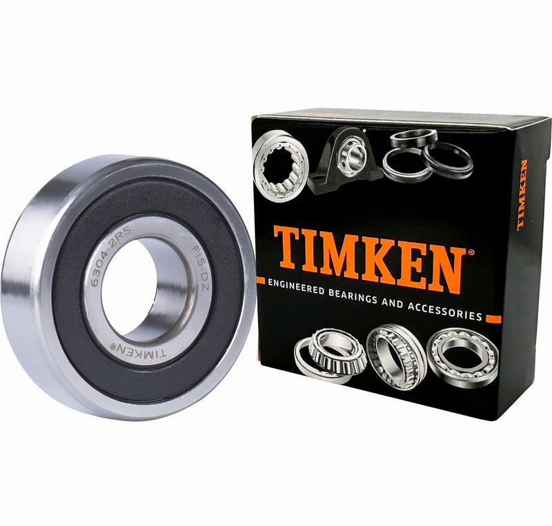 2PACK TIMKEN 6304-2RS Double Rubber Seal Bearings 20x52x15mm, Pre-Lubricated and Stable Performance and Cost Effective, Deep Groove Ball Bearings