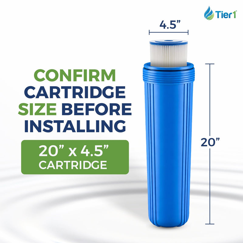 Tier1 50 Micron 20 x 4.5 Water Filter | Pleated Polyester Whole House Sediment Filter Cartridge | Replacement for Pentek ECP50-BB, 4PAY5, 255496-43 | 4.5 x 20 Water Filter 1 Pack