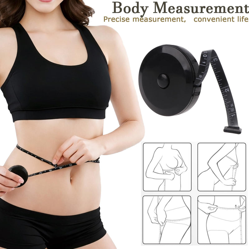 4 Pack Tape Measure Set, Retractable Measuring Tape for Body, Sewing, Tailor, Fabric, Craft | Soft 60-Inch/150cm Vinyl Tape + Portable Push-Button Retractable Rulers Double-Sided, Flexible, Easy-Read Multicolor-4