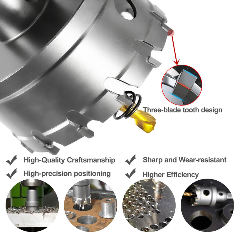 ASNOMY 3Pcs TCT Hole Saw set for Hard Metal, 1 Inch Tungsten Carbide Tipped Hole Saw Cutter with Titanium-Plated Pilot Drill bit for Metal, Stainless Steel, Iron, Wood, Plastic 25.5mm | 1''