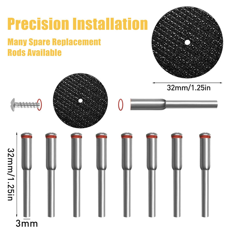 [Australia - AusPower] - Pack of 60 Cutting Discs for Dremel, Mini Metal Cutting Discs, Rotary Tool Accessories, Cutting Wheels with 8 Pieces 3 mm Mandrel 