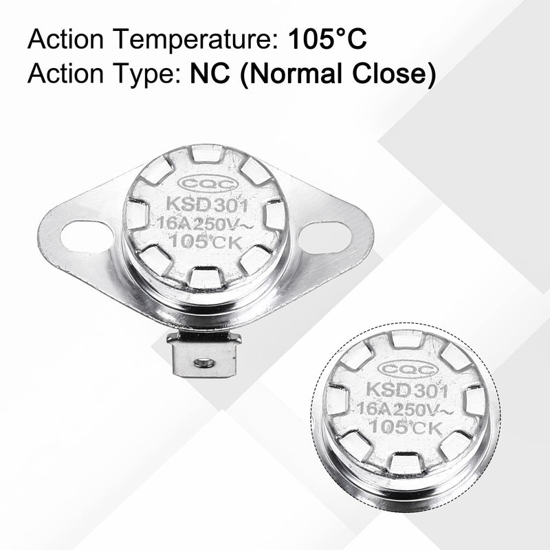 [Australia - AusPower] - uxcell KSD301 Thermostat 105℃/221°F 16A Normally Open N.O Temperature Switch for Microwaves,Oven,Coffee Maker 4 Pcs,Ceramic Material 
