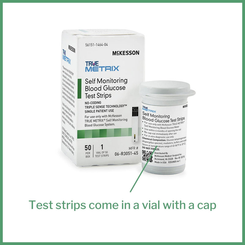 McKesson True METRIX Blood Glucose Test Strips for Diabetes [50 Strips] Self-Monitoring System 50 Count (Pack of 1)